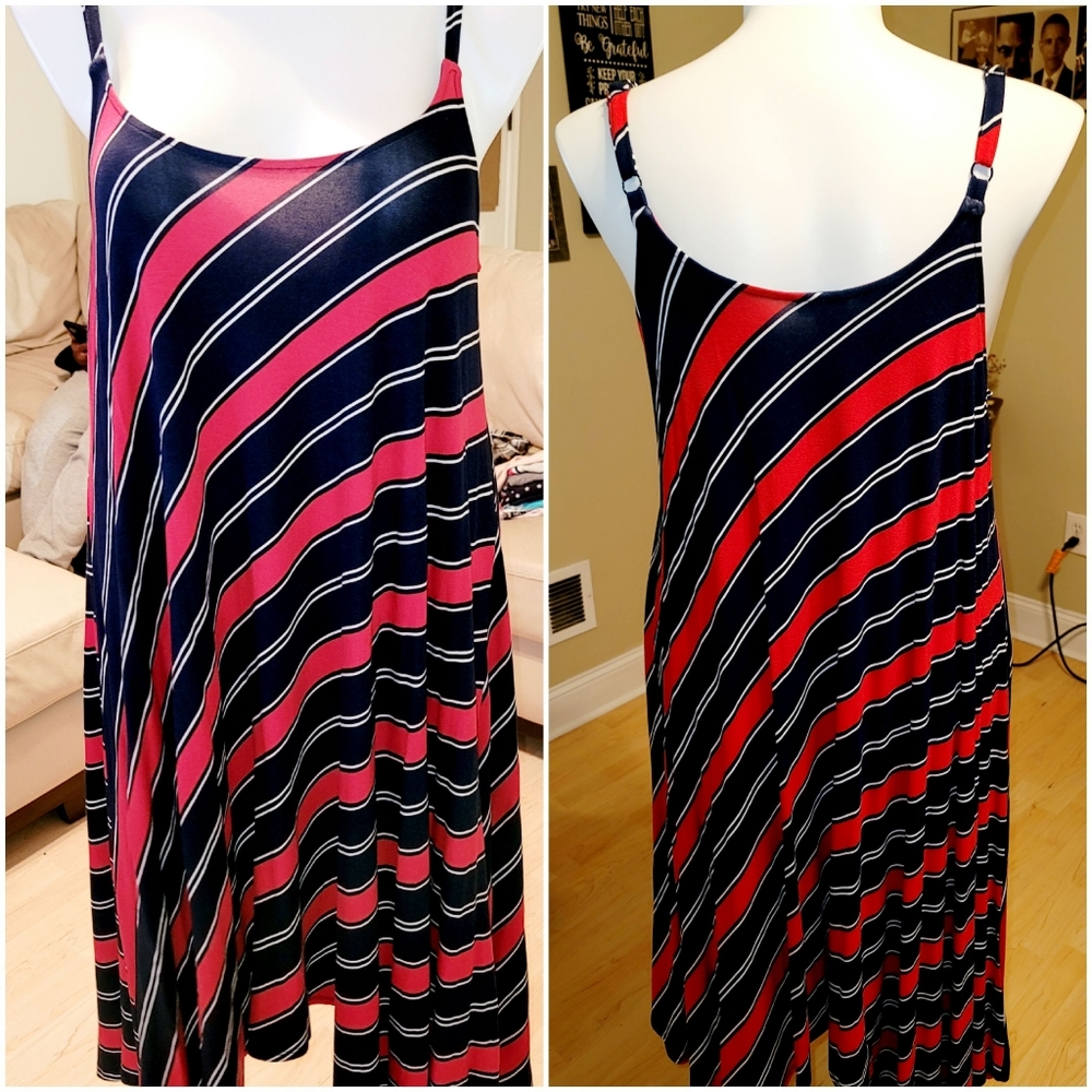 NWT Torrid Red & Blue Hi-Lo Swing Dress